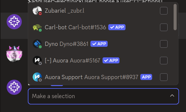 User multi-select example